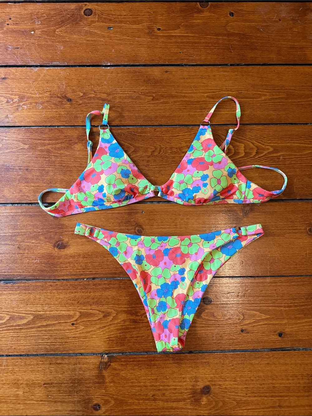 Bright Floral Bikini Set - Multicolor Flower Print